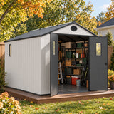 5x3/6x4/8x6/8x8 Outdoor Storage Shed with Floor, White/Gray - Eagle Peak®