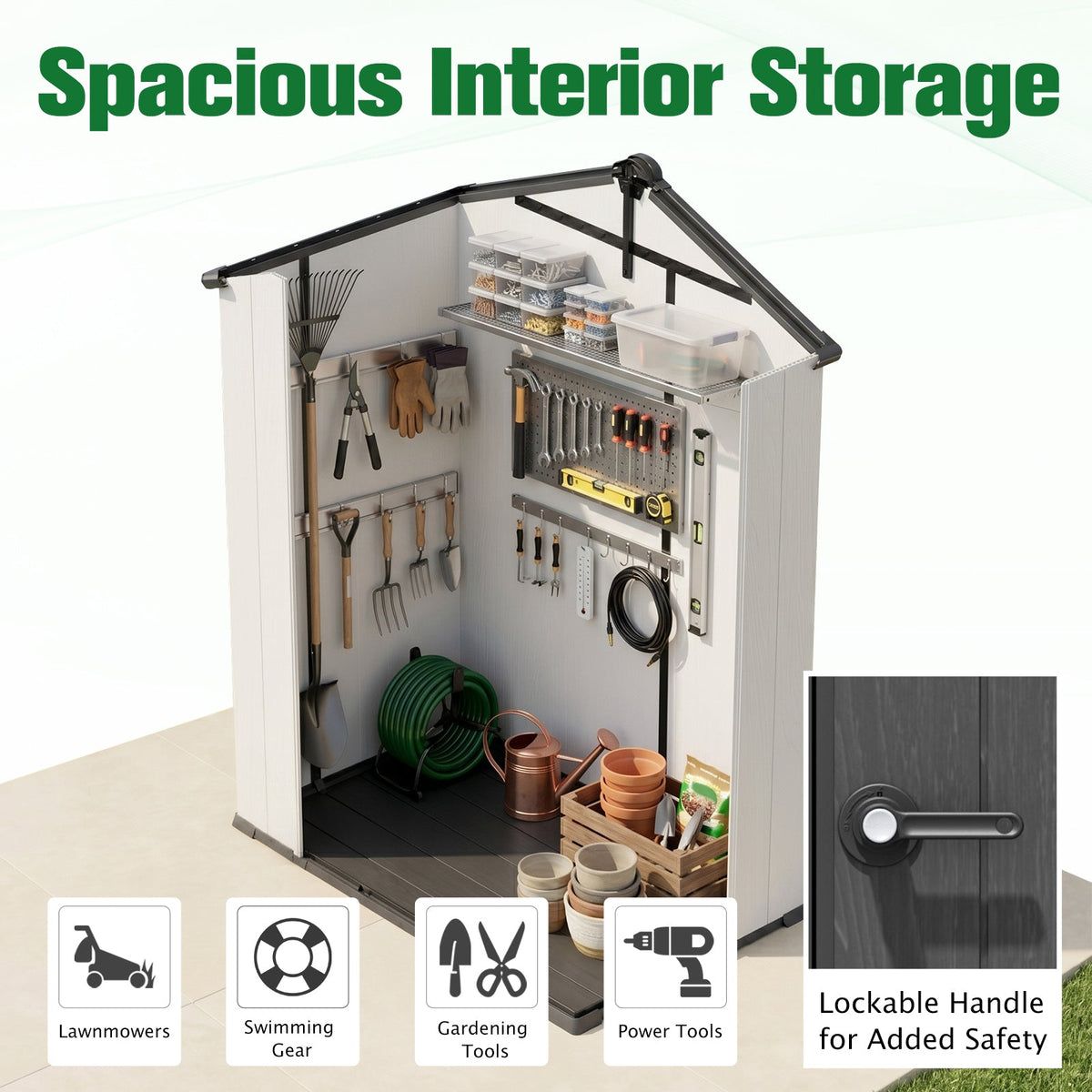 5x3/6x4/8x6/8x8 Resin Outdoor Storage Shed,Weatherproof Garden Shed - Eagle Peak®