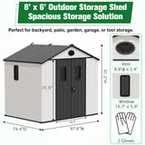 5x3/6x4/8x6/8x8 Resin Outdoor Storage Shed,Weatherproof Garden Shed - Eagle Peak®