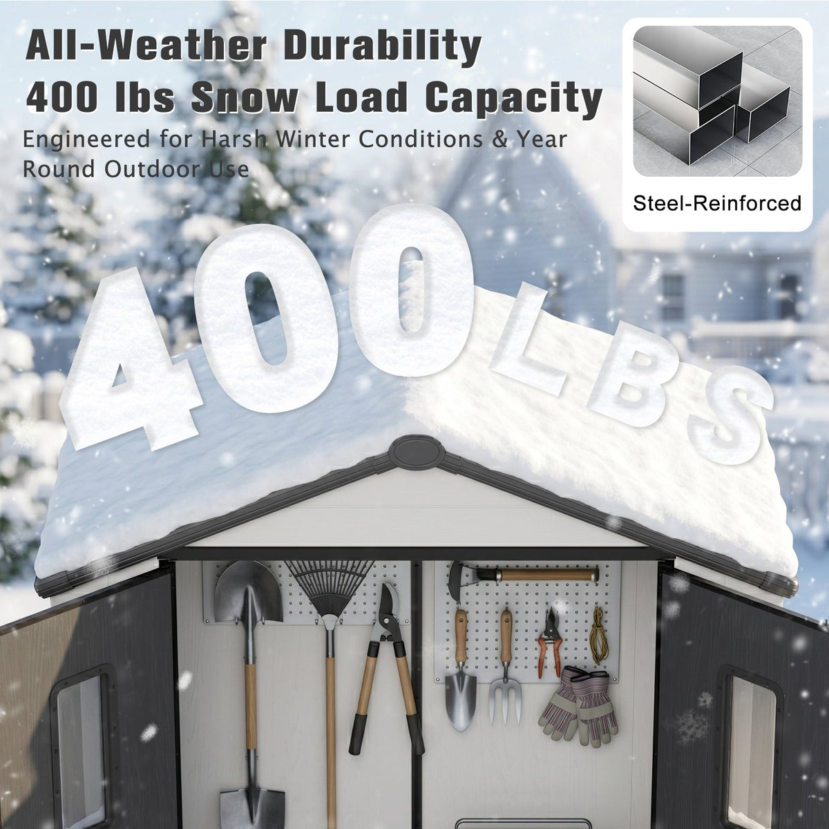 5x3/6x4/8x6/8x8 Resin Outdoor Storage Shed,Weatherproof Garden Shed - Eagle Peak®