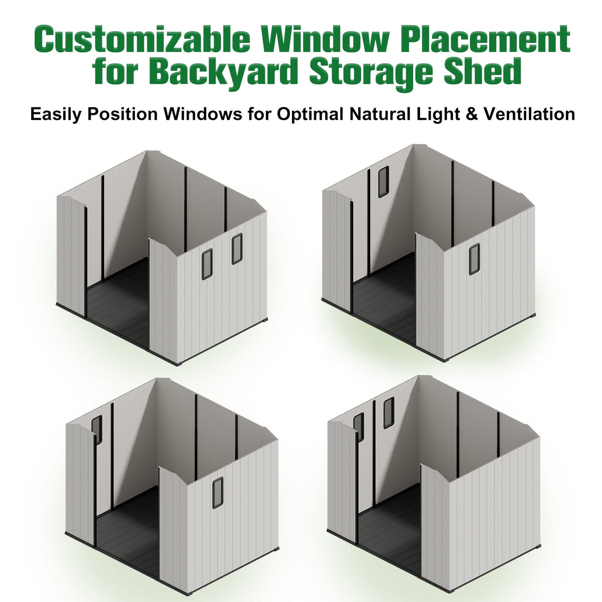 5x3/6x4/8x6/8x8 Resin Outdoor Storage Shed,Weatherproof Garden Shed - Eagle Peak®