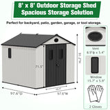 5x3/6x4/8x6/8x8 Resin Outdoor Storage Shed,Weatherproof Garden Shed - Eagle Peak®