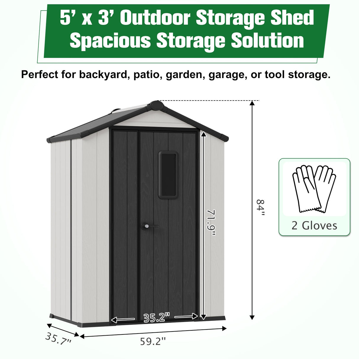 5x3/6x4/8x6/8x8 Resin Outdoor Storage Shed,Weatherproof Garden Shed - Eagle Peak