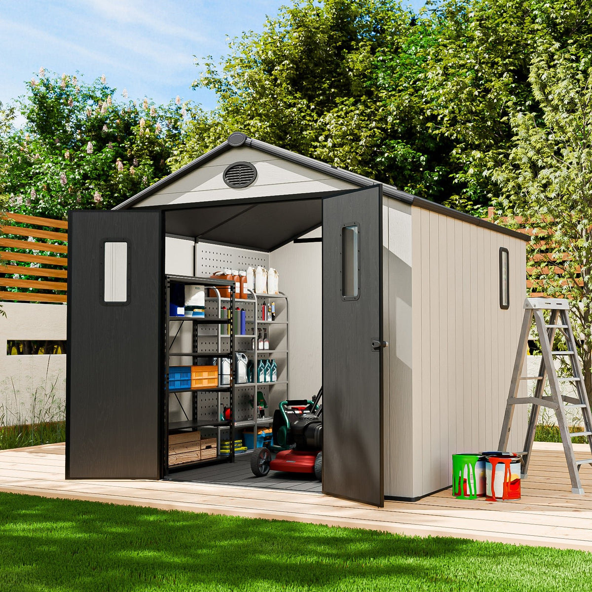 5x3/6x4/8x6/8x8 Resin Outdoor Storage Shed,Weatherproof Garden Shed - Eagle Peak®