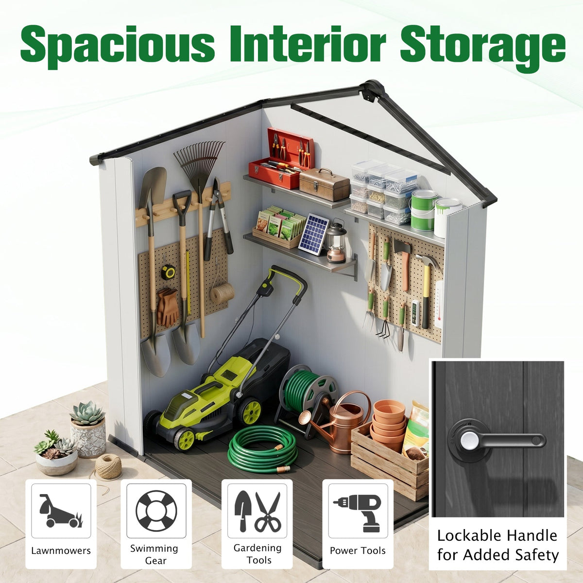 5x3/6x4/8x6/8x8 Resin Outdoor Storage Shed,Weatherproof Garden Shed - Eagle Peak®