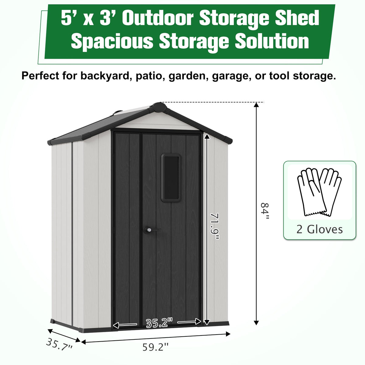 5x3/6x4/8x6/8x8 Resin Outdoor Storage Shed,Weatherproof Garden Shed - Eagle Peak®