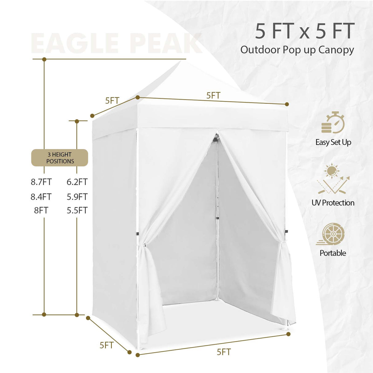 5x5 Instant Canopy with 4 - Side Wall Panels - Eagle Peak Custom Canopy Tent