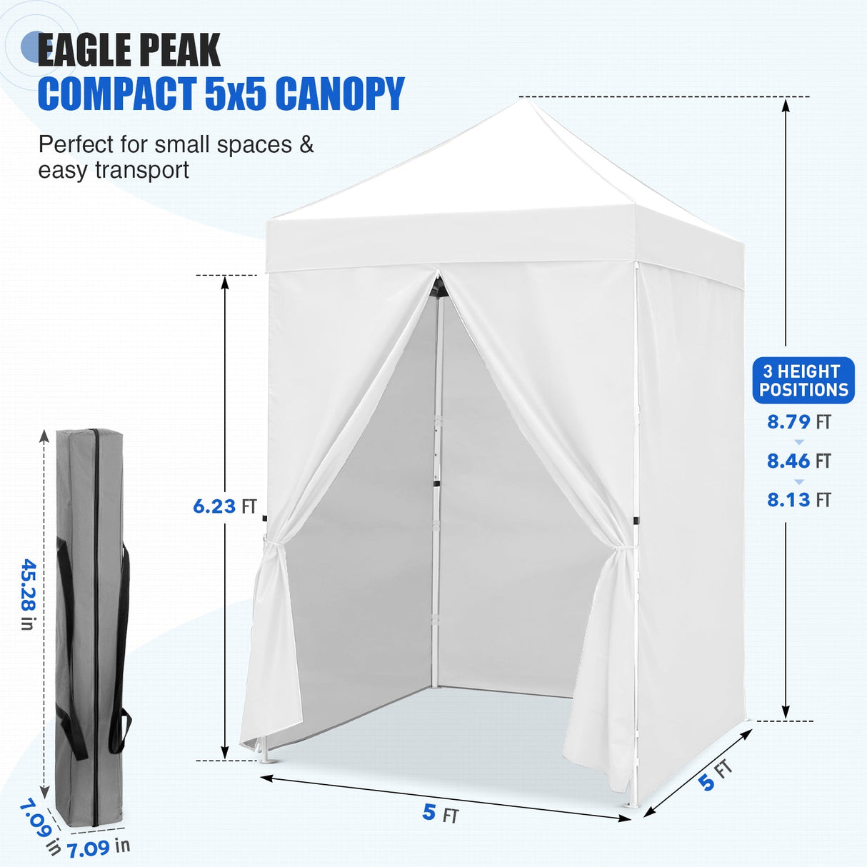 5x5 Instant Canopy with 4-Side Wall Panels - Eagle Peak®