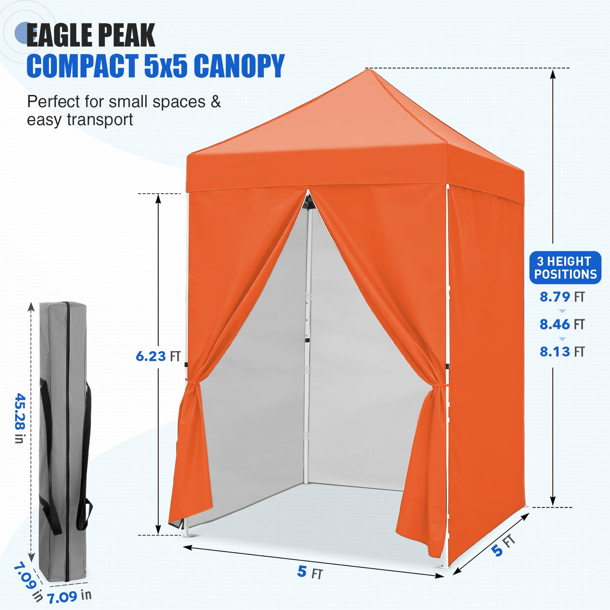 5x5 Instant Canopy with 4-Side Wall Panels - Eagle Peak®