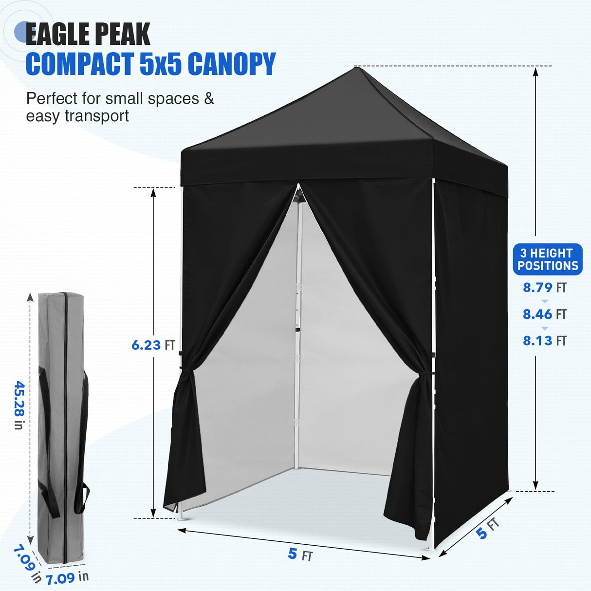5x5 Instant Canopy with 4-Side Wall Panels - Eagle Peak®