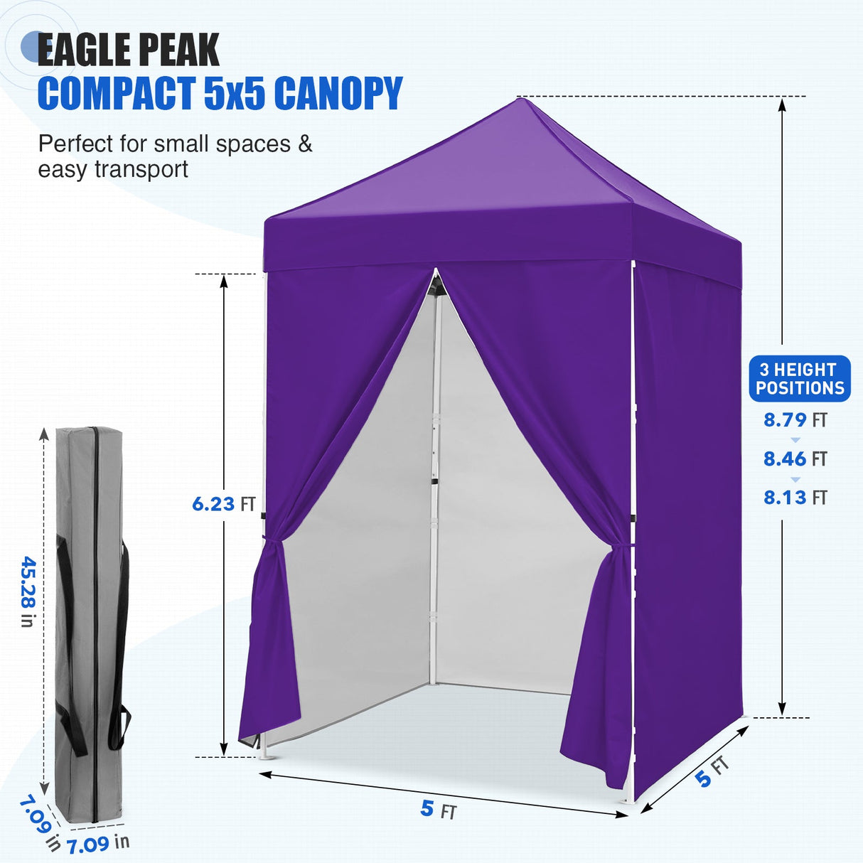 5x5 Instant Canopy with 4-Side Wall Panels - Eagle Peak®