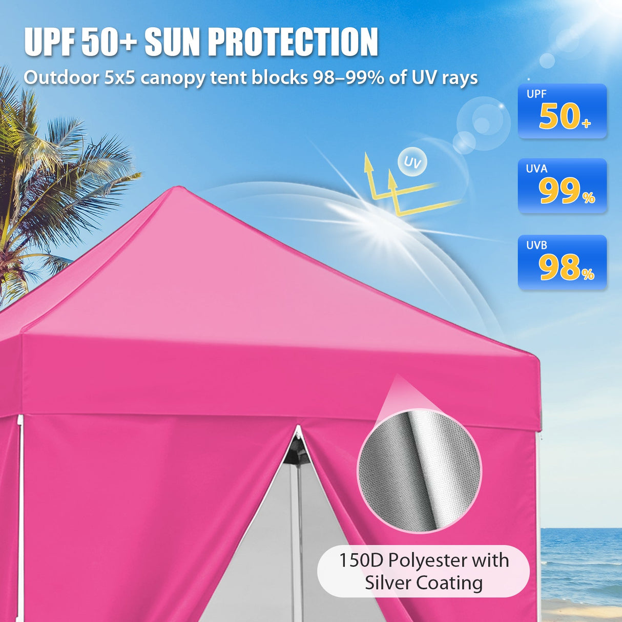 5x5 Instant Canopy with 4-Side Wall Panels - Eagle Peak®