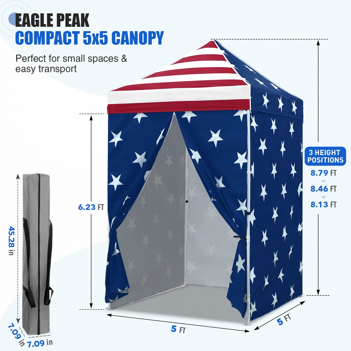 5x5 Instant Canopy with 4-Side Wall Panels - Eagle Peak®