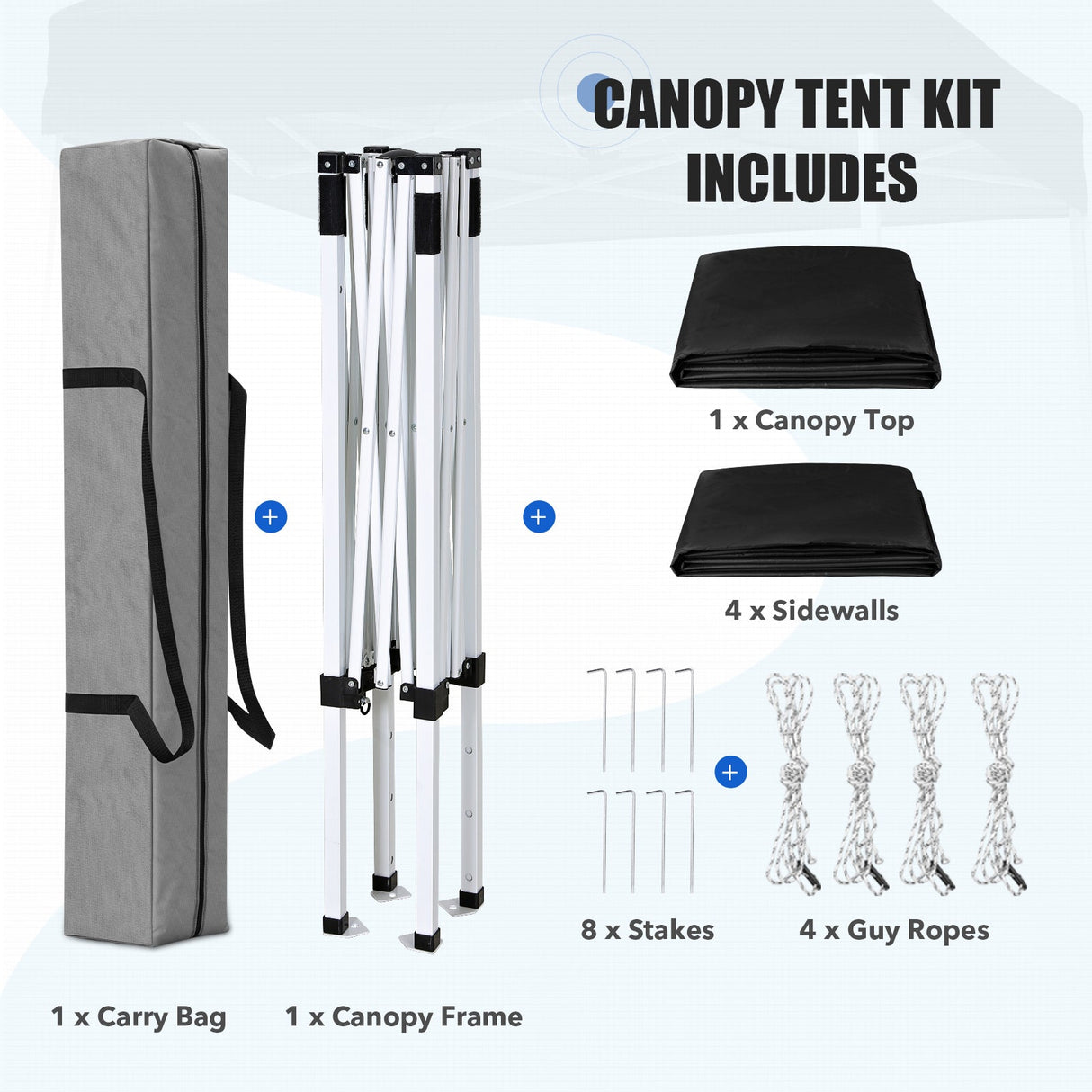 5x5 Instant Canopy with 4-Side Wall Panels - Eagle Peak®