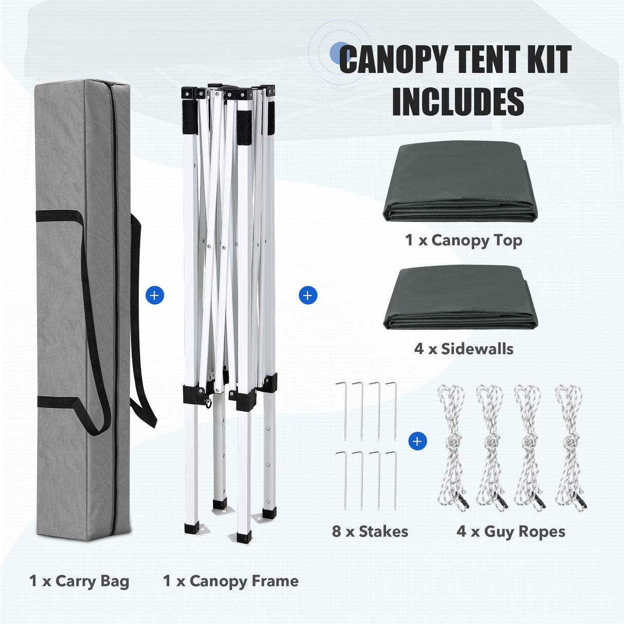 5x5 Instant Canopy with 4-Side Wall Panels - Eagle Peak®