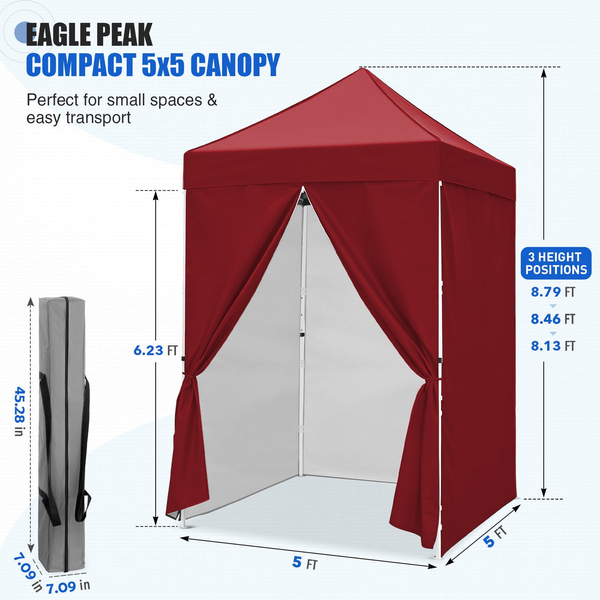 5x5 Instant Canopy with 4-Side Wall Panels - Eagle Peak®