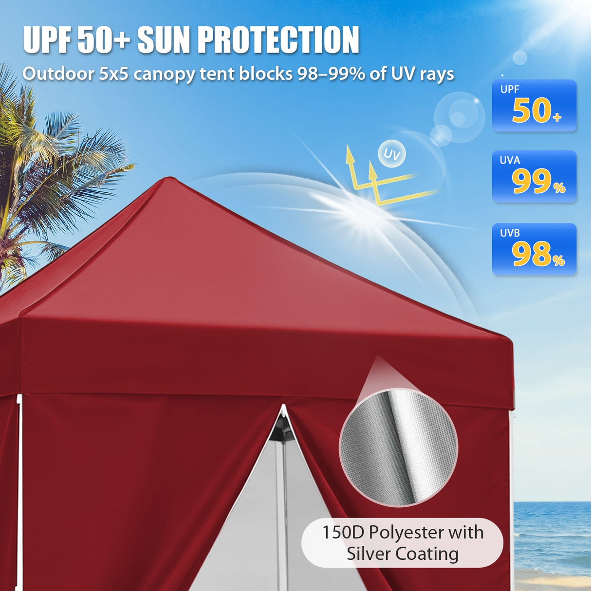 5x5 Instant Canopy with 4-Side Wall Panels - Eagle Peak®
