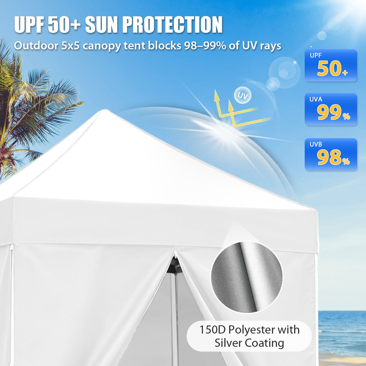5x5 Instant Canopy with 4-Side Wall Panels - Eagle Peak®