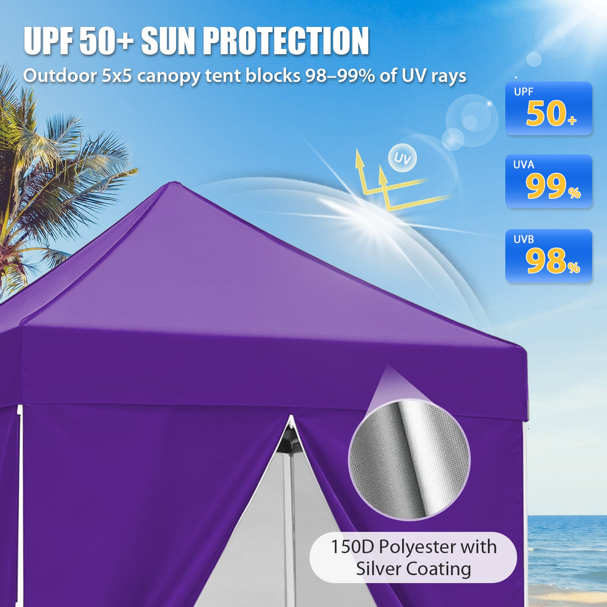 5x5 Instant Canopy with 4-Side Wall Panels - Eagle Peak®