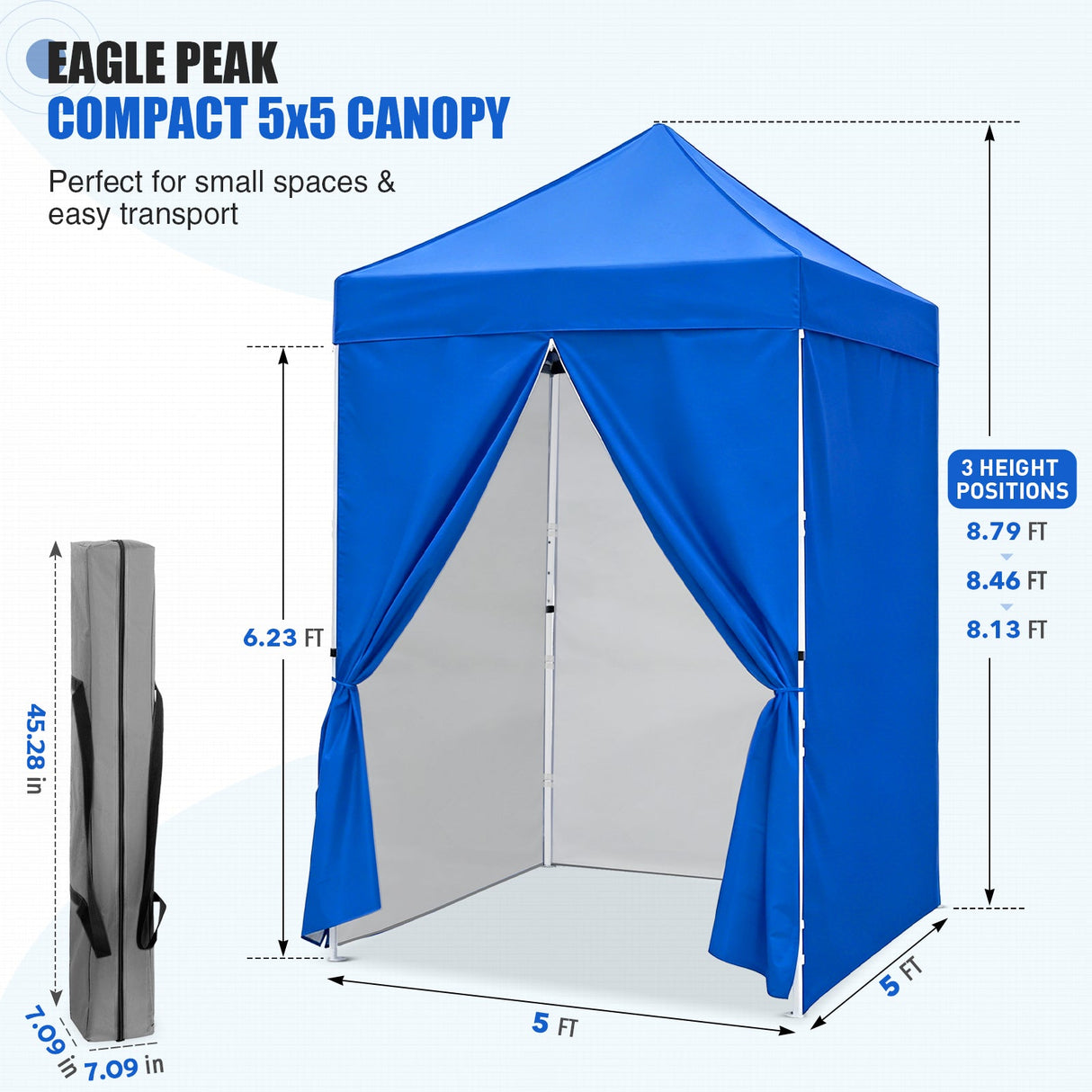 5x5 Instant Canopy with 4-Side Wall Panels - Eagle Peak®