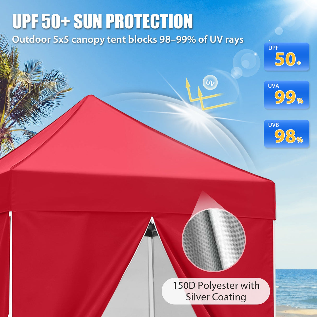 5x5 Instant Canopy with 4-Side Wall Panels - Eagle Peak®
