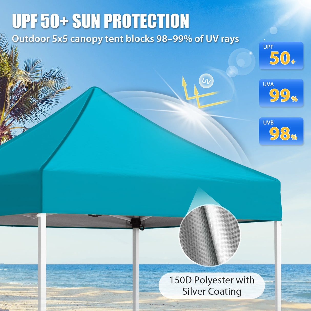 5x5 Pop Up Canopy Tent Instant Straight Leg Outdoor Canopy Easy Set-up - Eagle Peak®