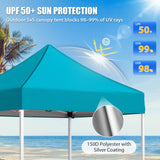 5x5 Pop Up Canopy Tent Instant Straight Leg Outdoor Canopy Easy Set-up - Eagle Peak®