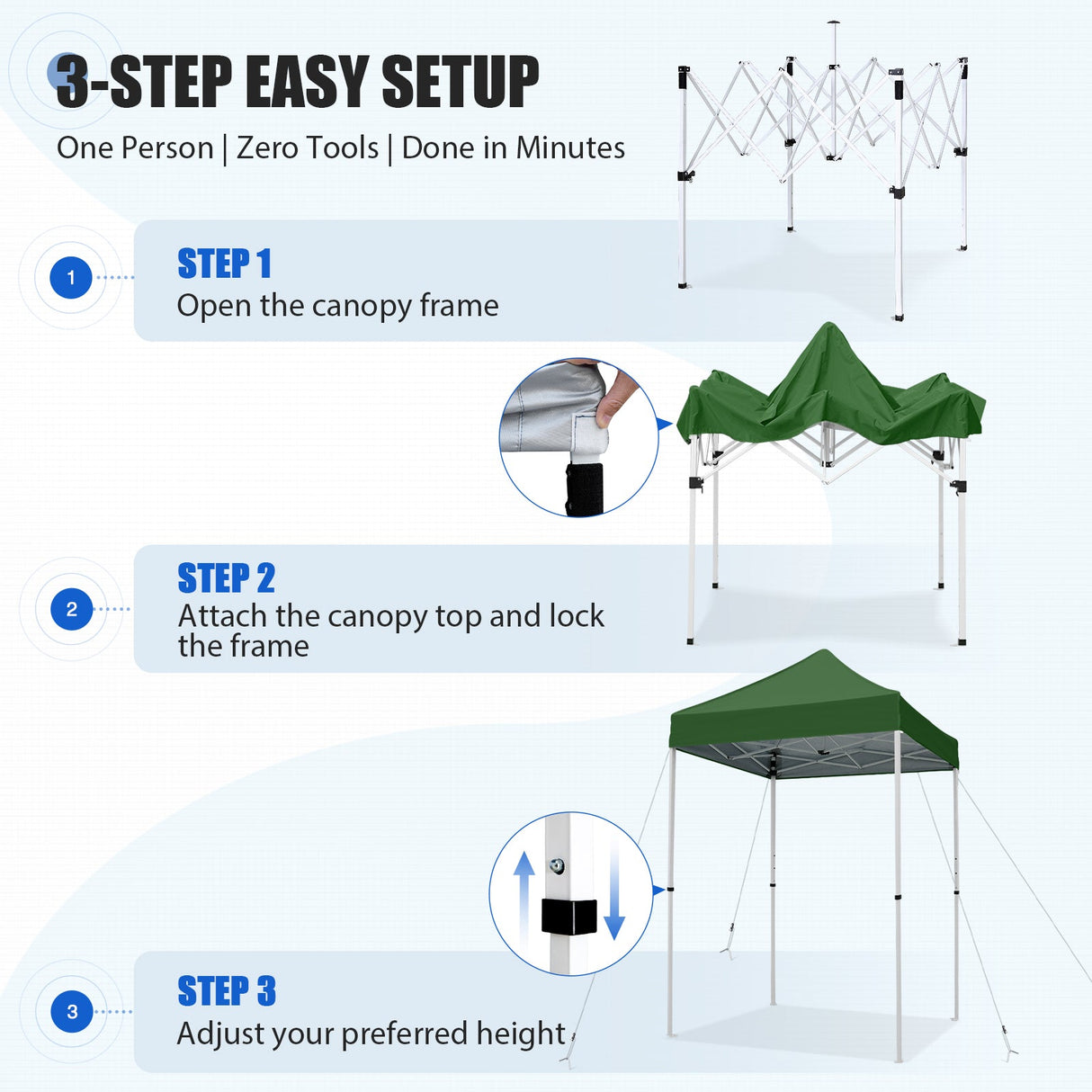 5x5 Pop Up Canopy Tent Instant Straight Leg Outdoor Canopy Easy Set-up - Eagle Peak®