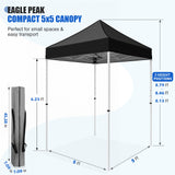5x5 Pop Up Canopy Tent Instant Straight Leg Outdoor Canopy Easy Set-up - Eagle Peak®