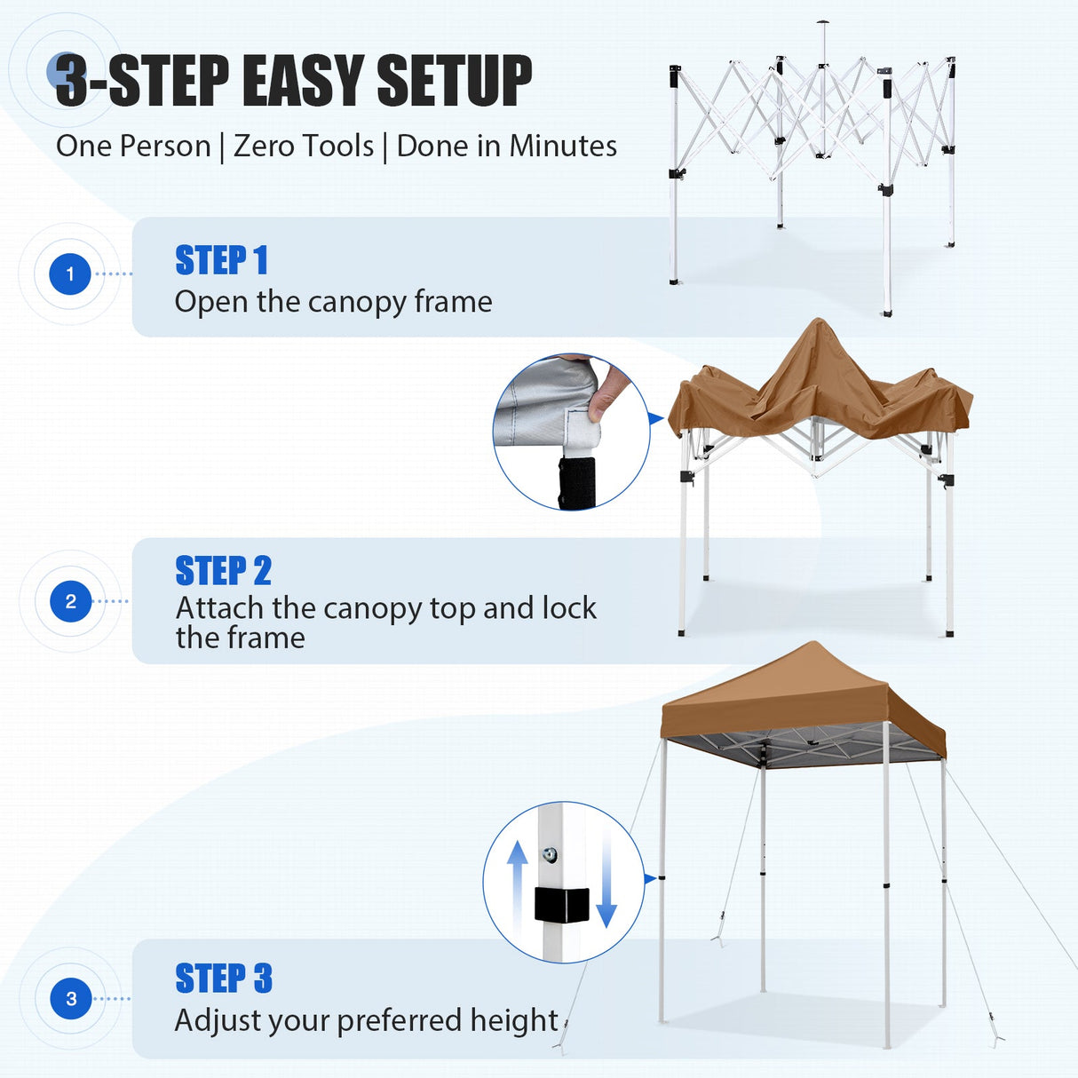 5x5 Pop Up Canopy Tent Instant Straight Leg Outdoor Canopy Easy Set-up - Eagle Peak®