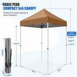 5x5 Pop Up Canopy Tent Instant Straight Leg Outdoor Canopy Easy Set-up - Eagle Peak®