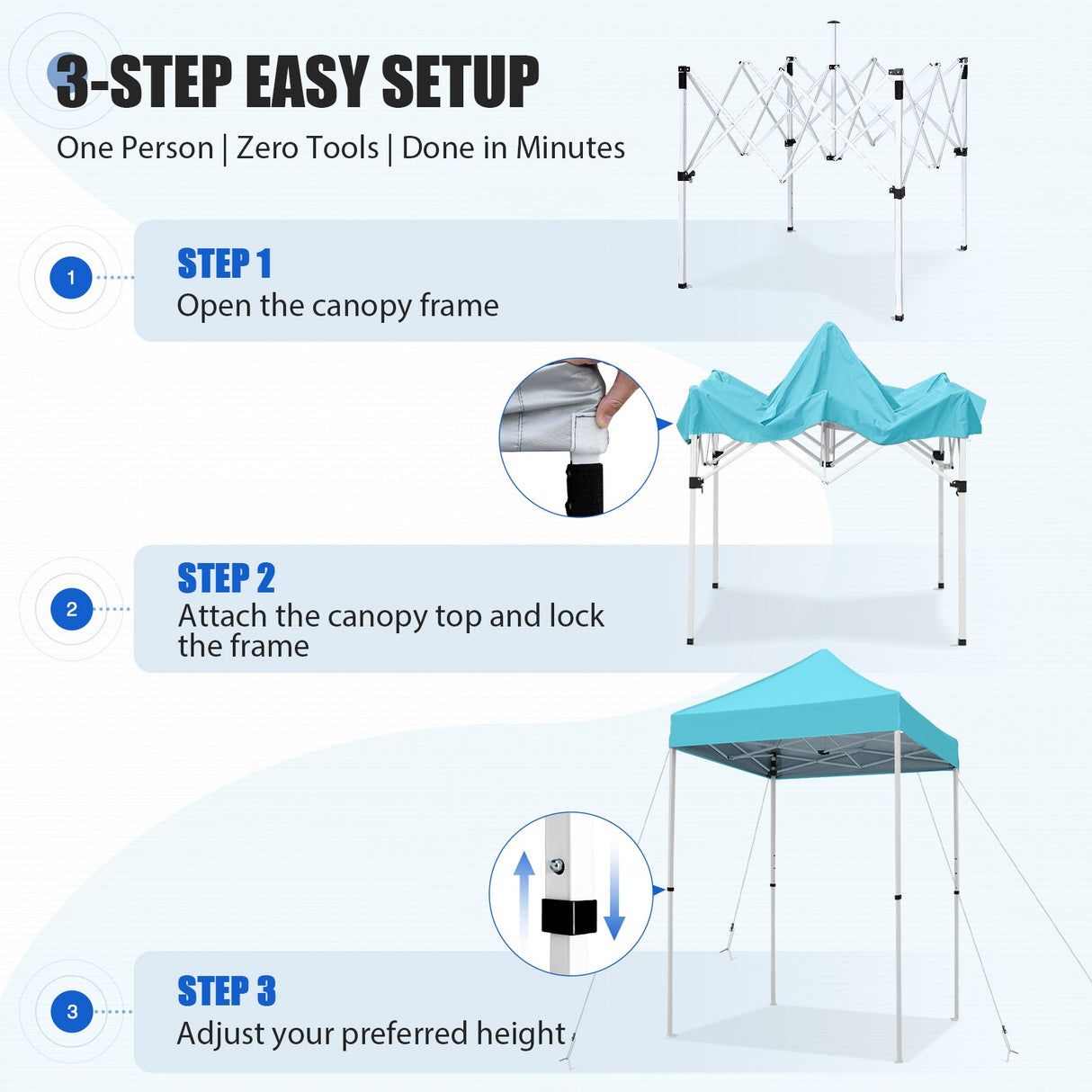 5x5 Pop Up Canopy Tent Instant Straight Leg Outdoor Canopy Easy Set-up - Eagle Peak®