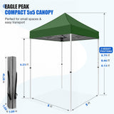 5x5 Pop Up Canopy Tent Instant Straight Leg Outdoor Canopy Easy Set-up - Eagle Peak®
