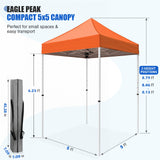 5x5 Pop Up Canopy Tent Instant Straight Leg Outdoor Canopy Easy Set-up - Eagle Peak®