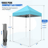 5x5 Pop Up Canopy Tent Instant Straight Leg Outdoor Canopy Easy Set-up - Eagle Peak®