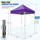 5x5 Pop Up Canopy Tent Instant Straight Leg Outdoor Canopy Easy Set-up - Eagle Peak®