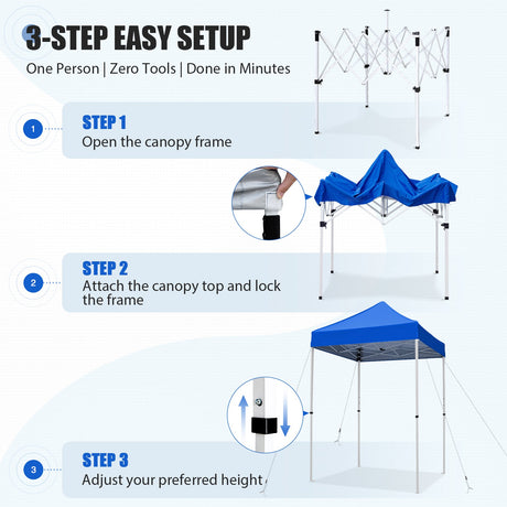 5x5 Pop Up Canopy Tent Instant Straight Leg Outdoor Canopy Easy Set-up - Eagle Peak®