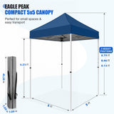 5x5 Pop Up Canopy Tent Instant Straight Leg Outdoor Canopy Easy Set-up - Eagle Peak®