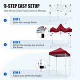 5x5 Pop Up Canopy Tent Instant Straight Leg Outdoor Canopy Easy Set-up - Eagle Peak®