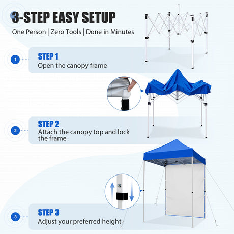 5x5 Pop Up Canopy Tent with 1 Removable Sidewall - Eagle Peak®