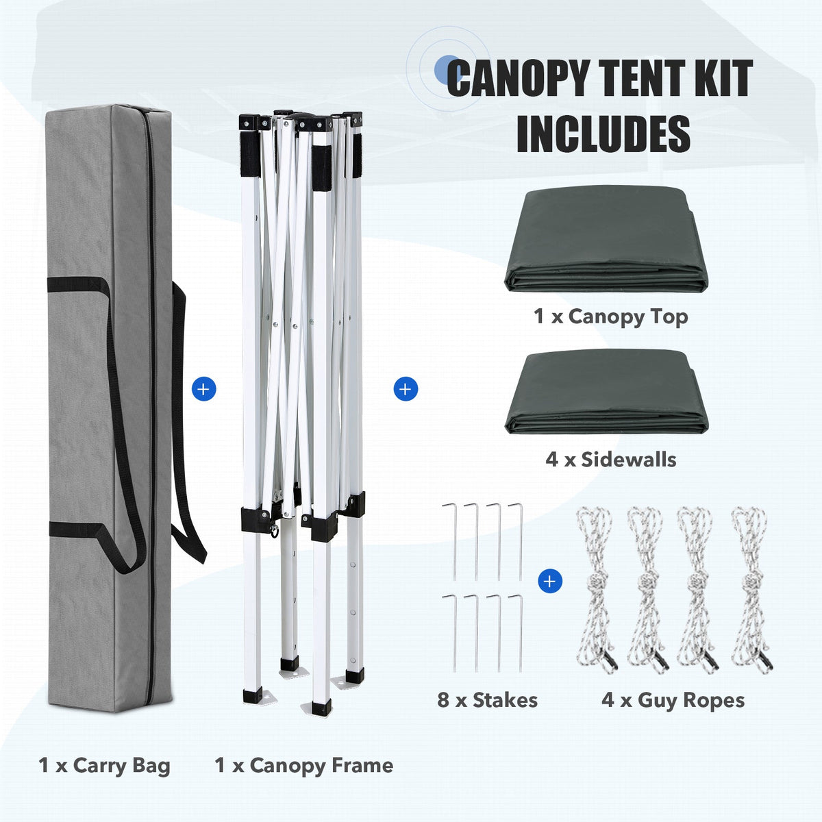 5x5 Pop Up Canopy Tent with 4 Removable Sidewalls - Eagle Peak®