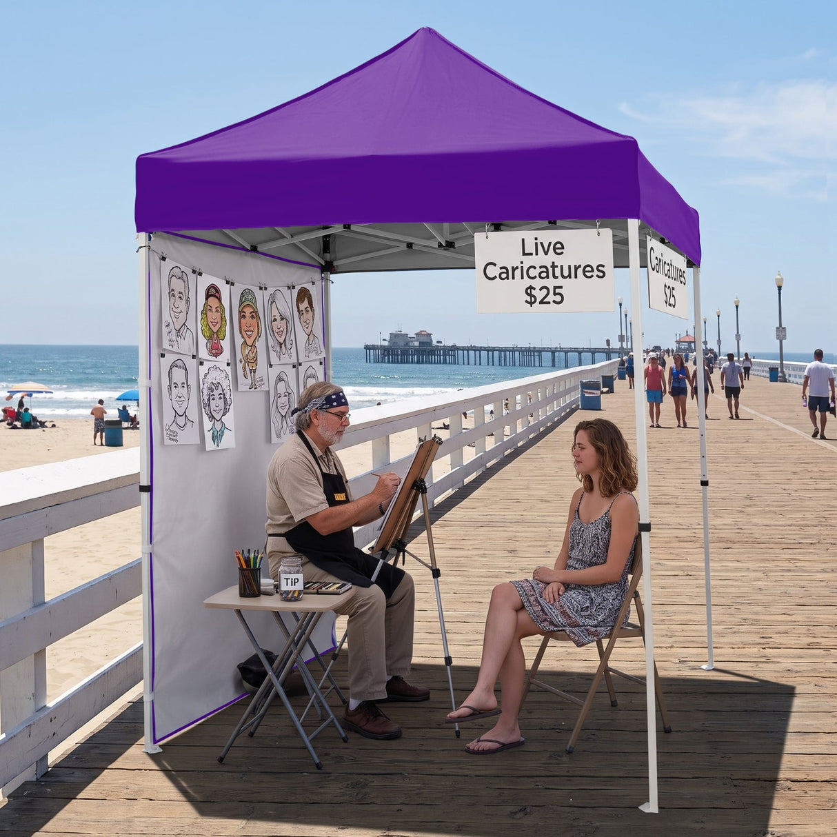 5x5 Straight Leg Pop Up Canopy Tent with One Removable Sunwall - Eagle Peak®