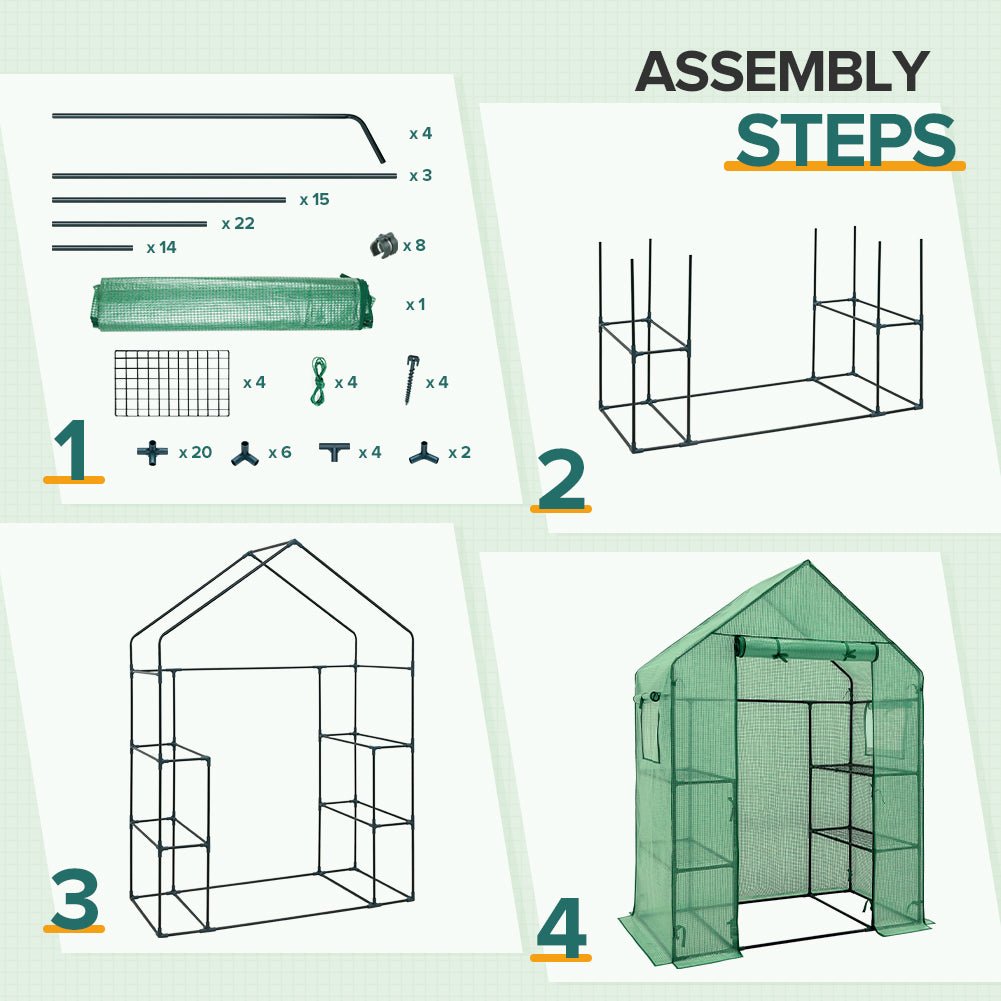 61"x28"x79"Walk in 3 - Tier Greenhouse - Eagle Peak