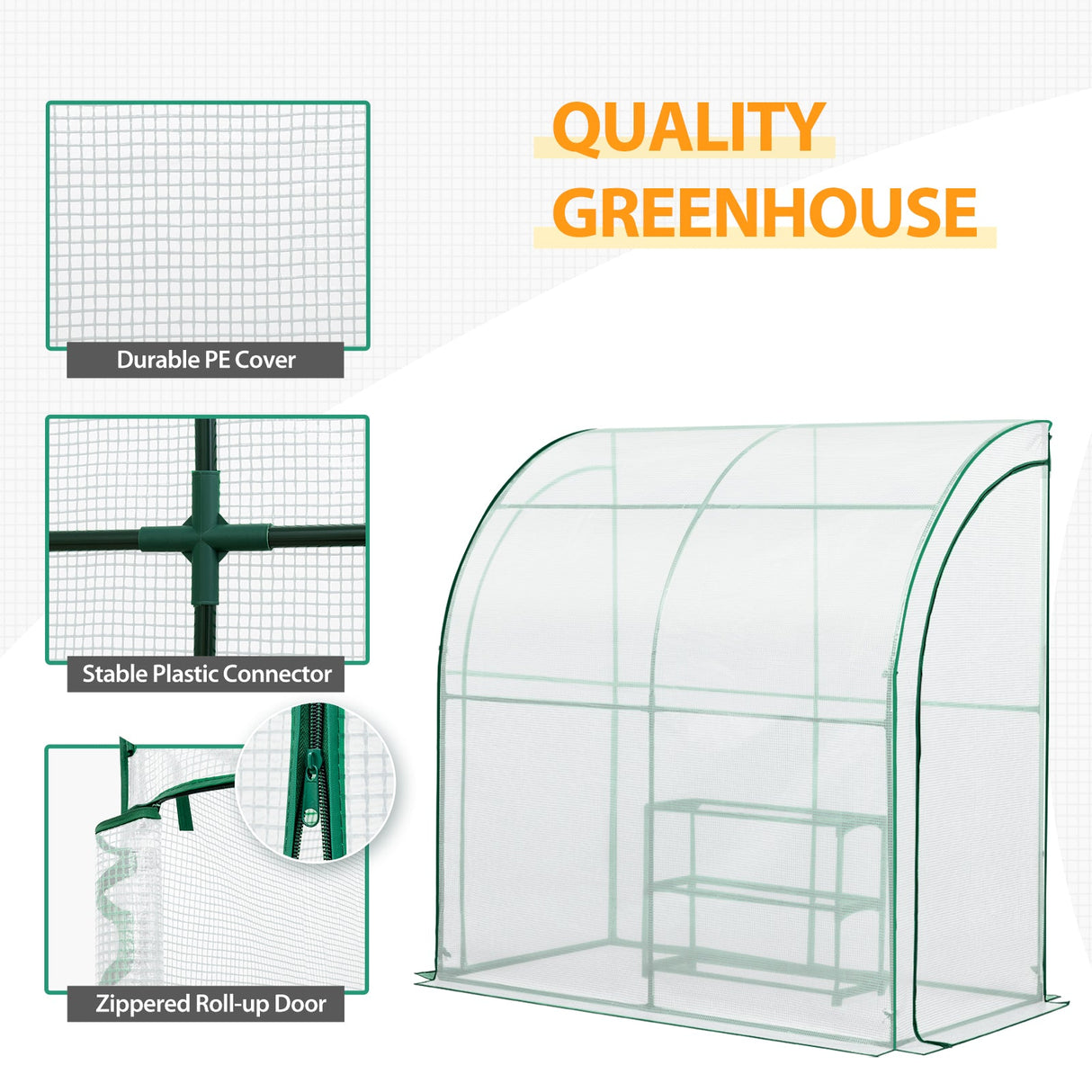 6.6x3.3x6.9 Outdoor Lean to Walk - in Greenhouse with Shelf - Eagle Peak Custom Canopy Tent