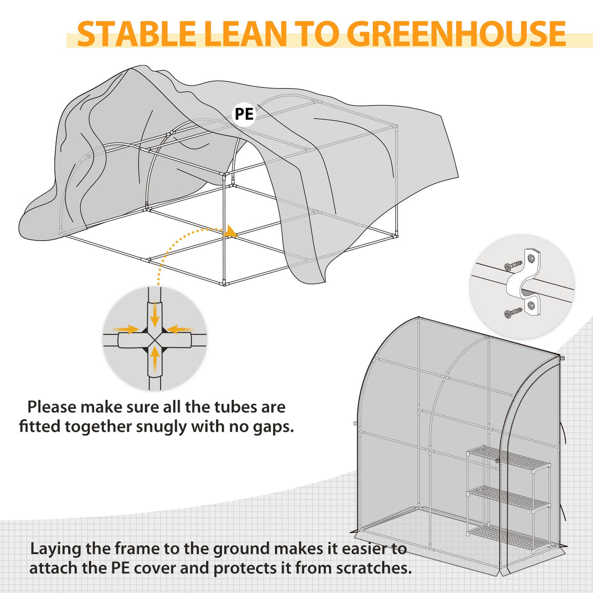 6.6x3.3x6.9 Outdoor Lean to Walk - in Greenhouse with Shelf - Eagle Peak Custom Canopy Tent