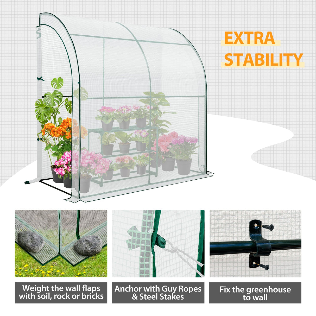 6.6x3.3x6.9 Outdoor Lean to Walk - in Greenhouse with Shelf - Eagle Peak Custom Canopy Tent