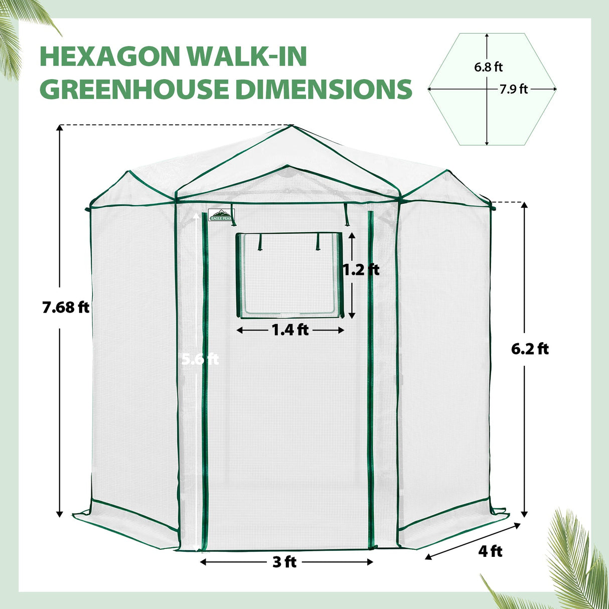 6.6x6.6 ft Hexagon Pop up Greenhouse - Eagle Peak Custom Canopy Tent