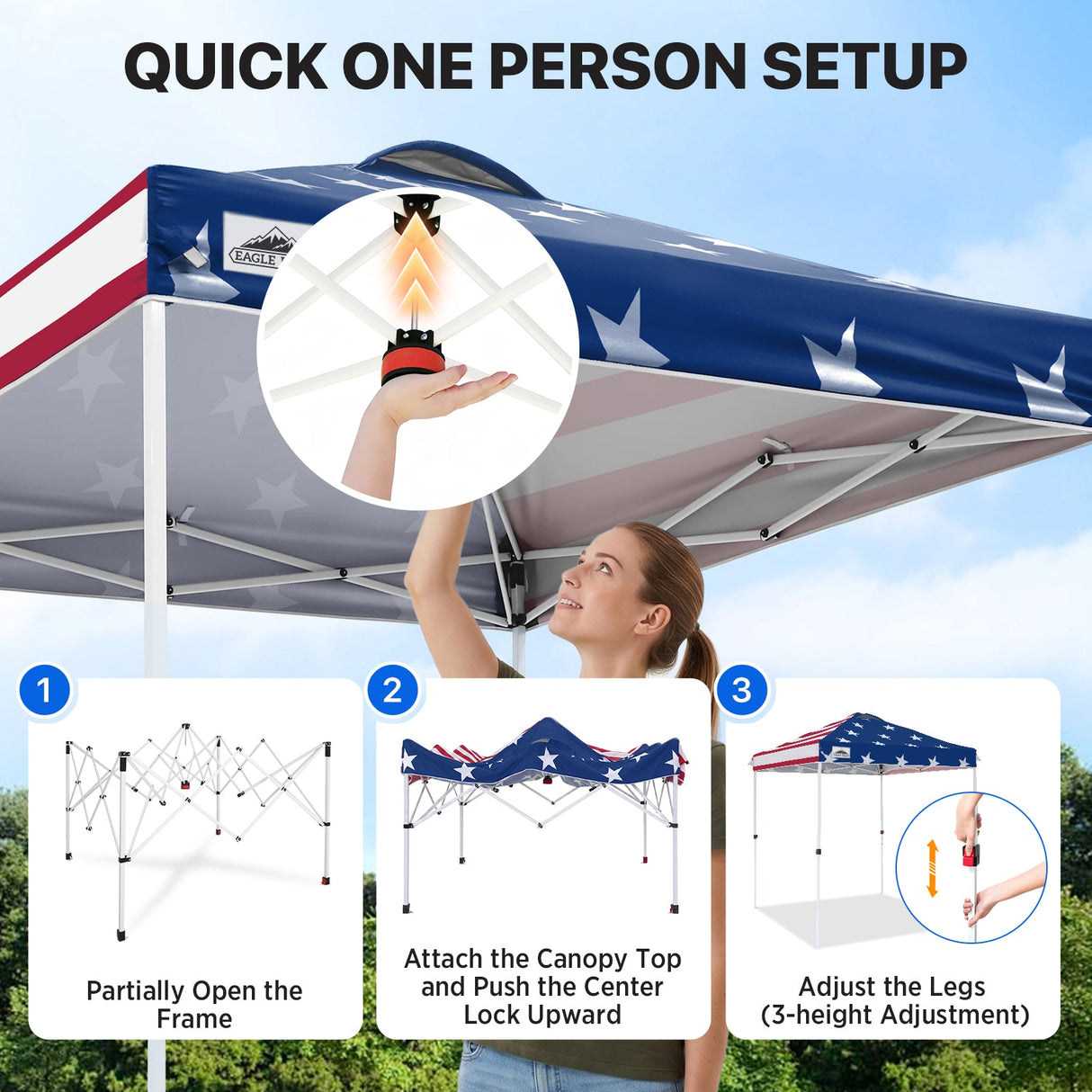 6.6x6.6 Pop Up Canopy Tent - Eagle Peak®