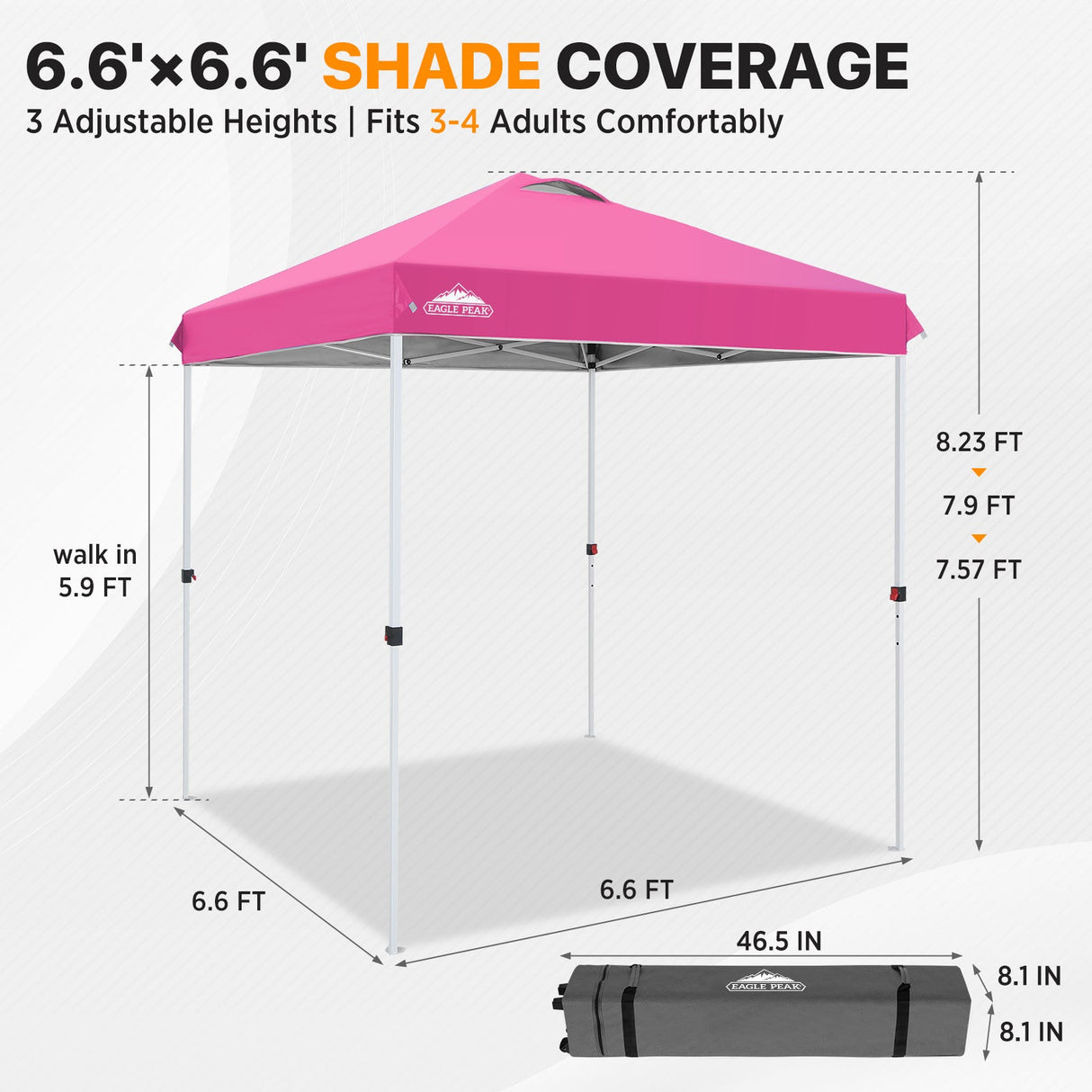 6.6x6.6 Pop Up Canopy Tent - Eagle Peak®