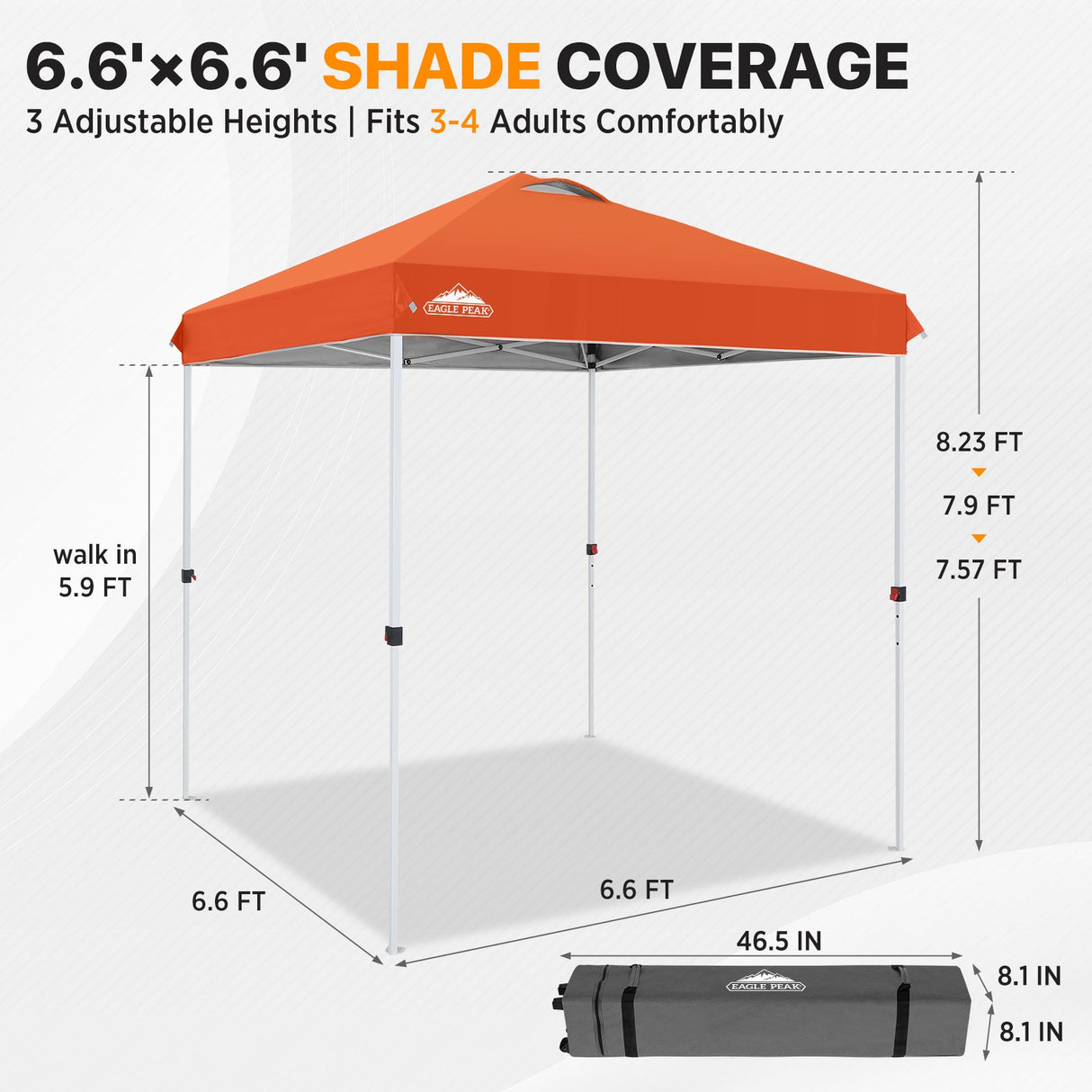 6.6x6.6 Pop Up Canopy Tent - Eagle Peak®